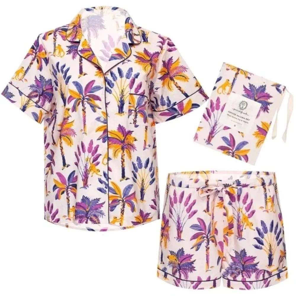 Printfresh Monkey Business Purple Pajama Shorts Sleep Set 4XL
